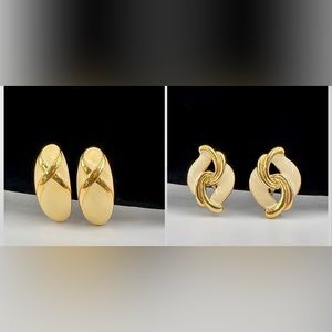 Vintage Gold and Cream Tone Clip on Earrings